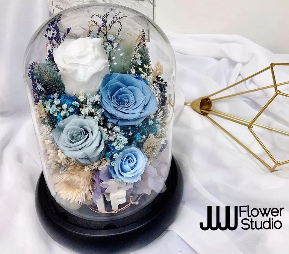 新款永生花玻璃罩,玻璃罩永生花手工diy制作