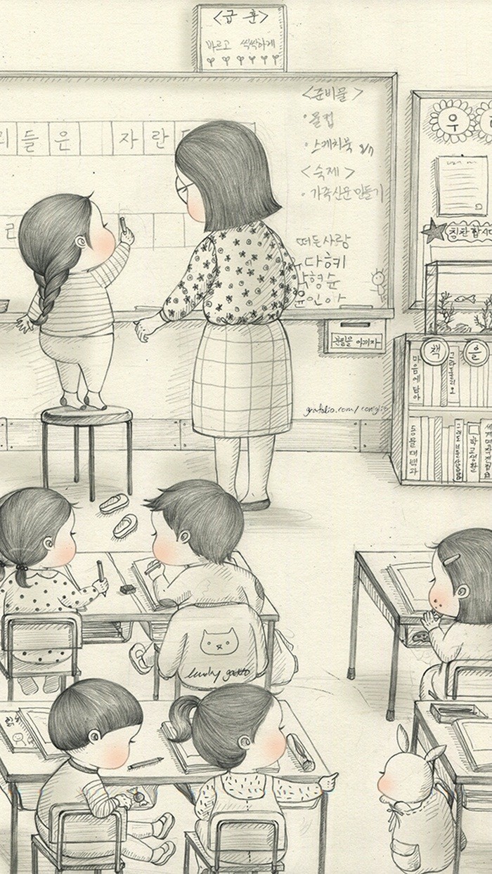 少女与兔子插画,兔子手绘创意插画