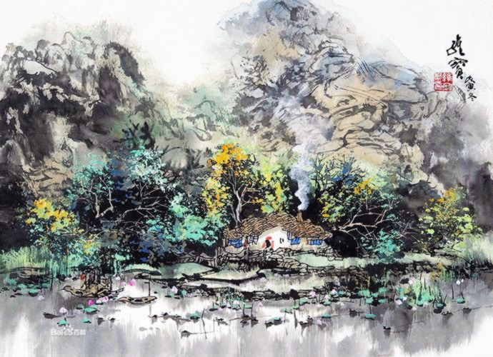 古香古色山水画,岭南风景国画