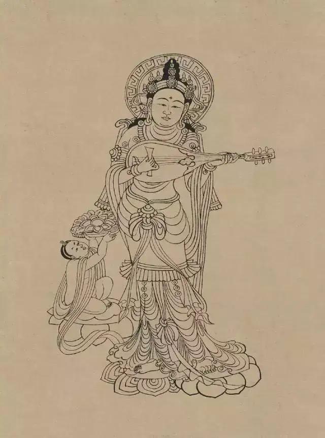 敦煌画线稿描摹,敦煌壁画白描勾线教程