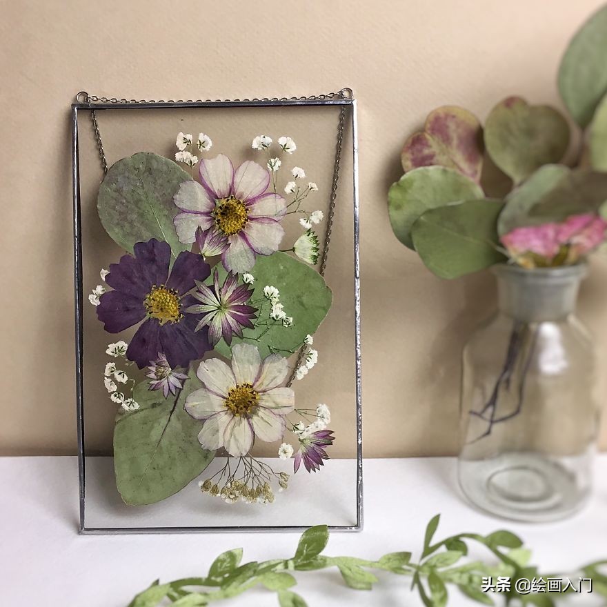 墙壁仿真花装饰创意,玻璃鲜花