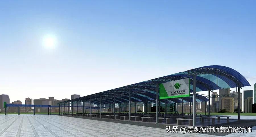 农贸市场建筑设计效果图,1500平农贸市场设计效果图