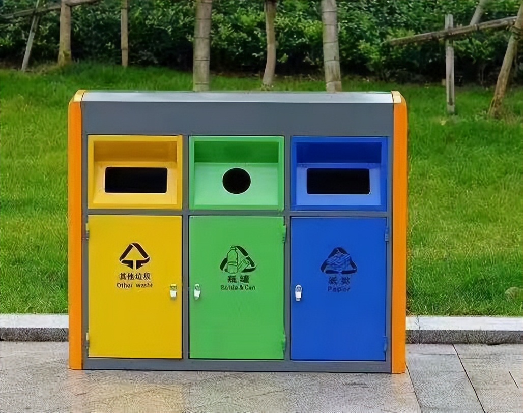 城市垃圾分类专用垃圾桶金属桶,社区垃圾分类回收箱