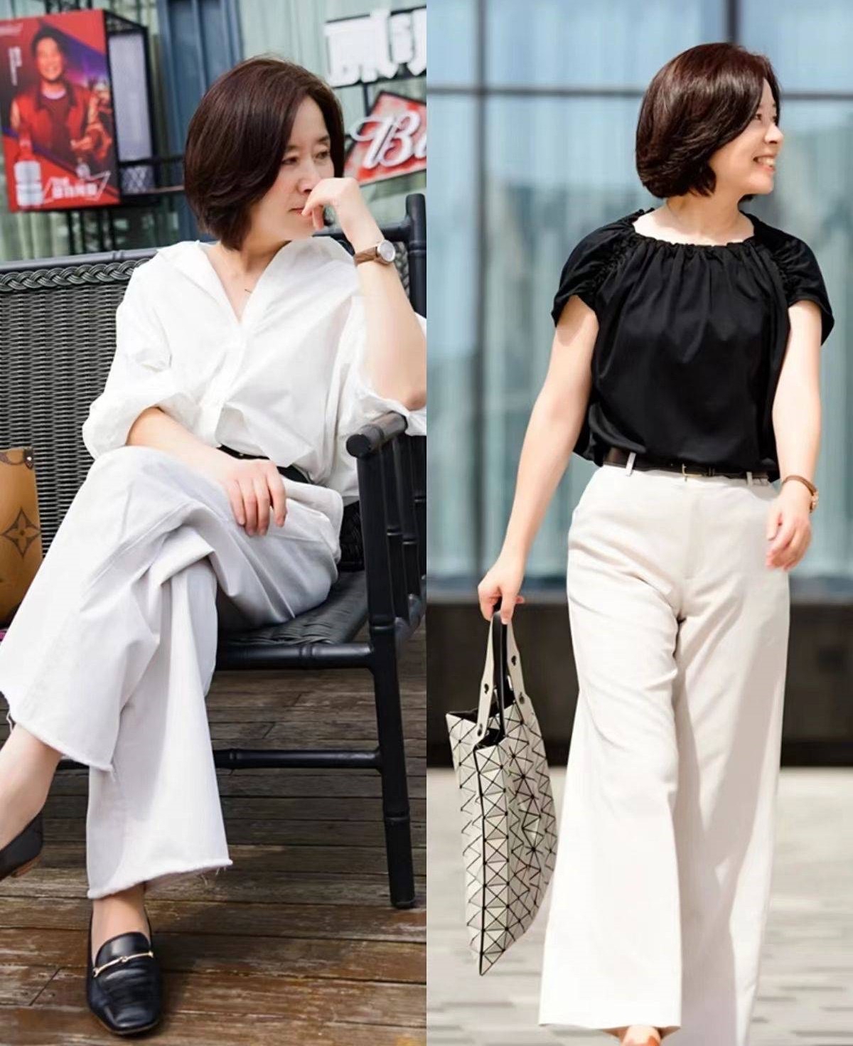 45岁女人穿直筒裤还是穿阔腿裤,中年女人穿阔腿裤直筒裤最合适