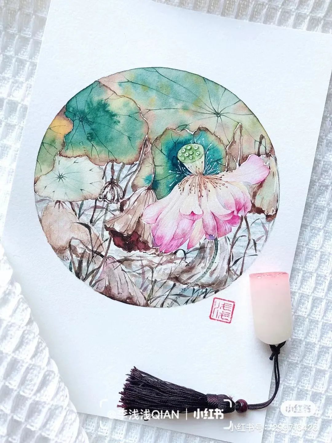 水彩中国风风景简单,古风水彩花卉简单又好看