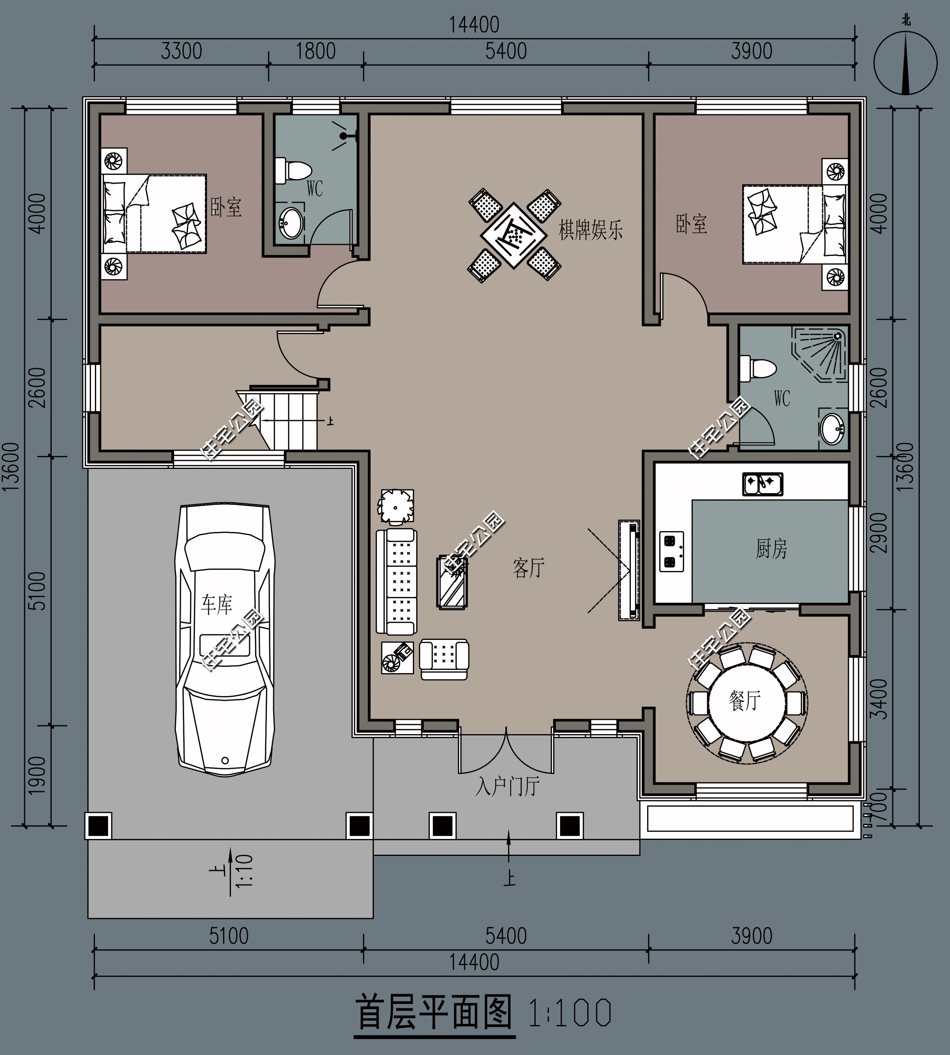 农村自建房二层对称小别墅外观图,开间12.8进深9.9二层别墅怎么设计