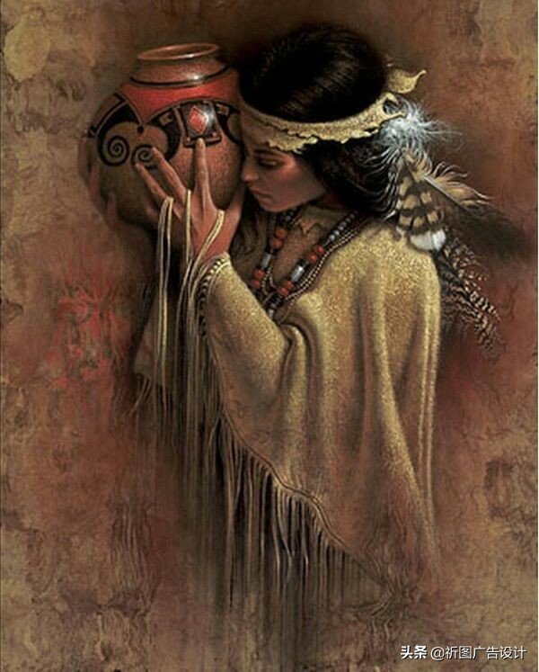 印第安人油画高清,印第安人油画艺术