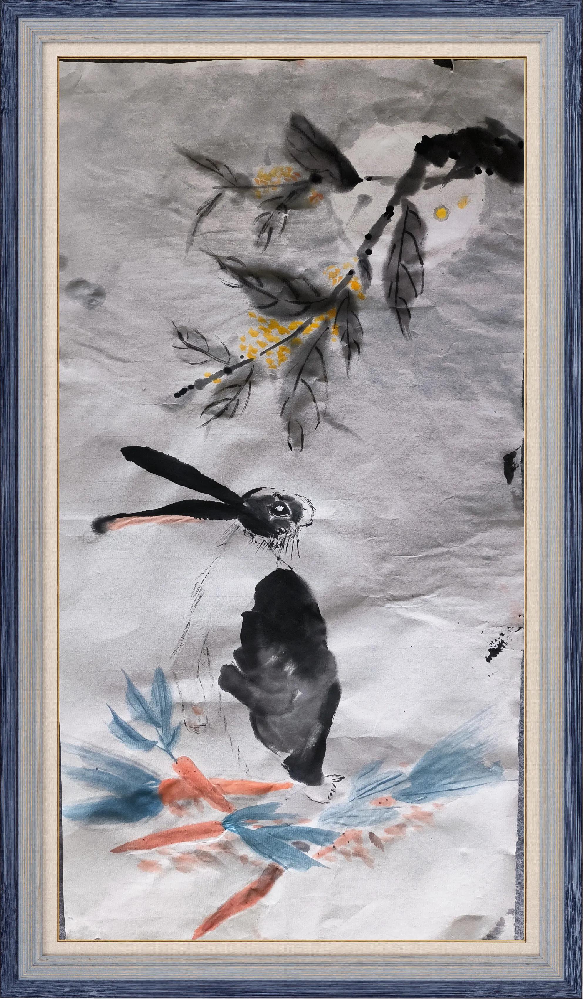 第五十五节绘画课【动物提高】玉兔望月