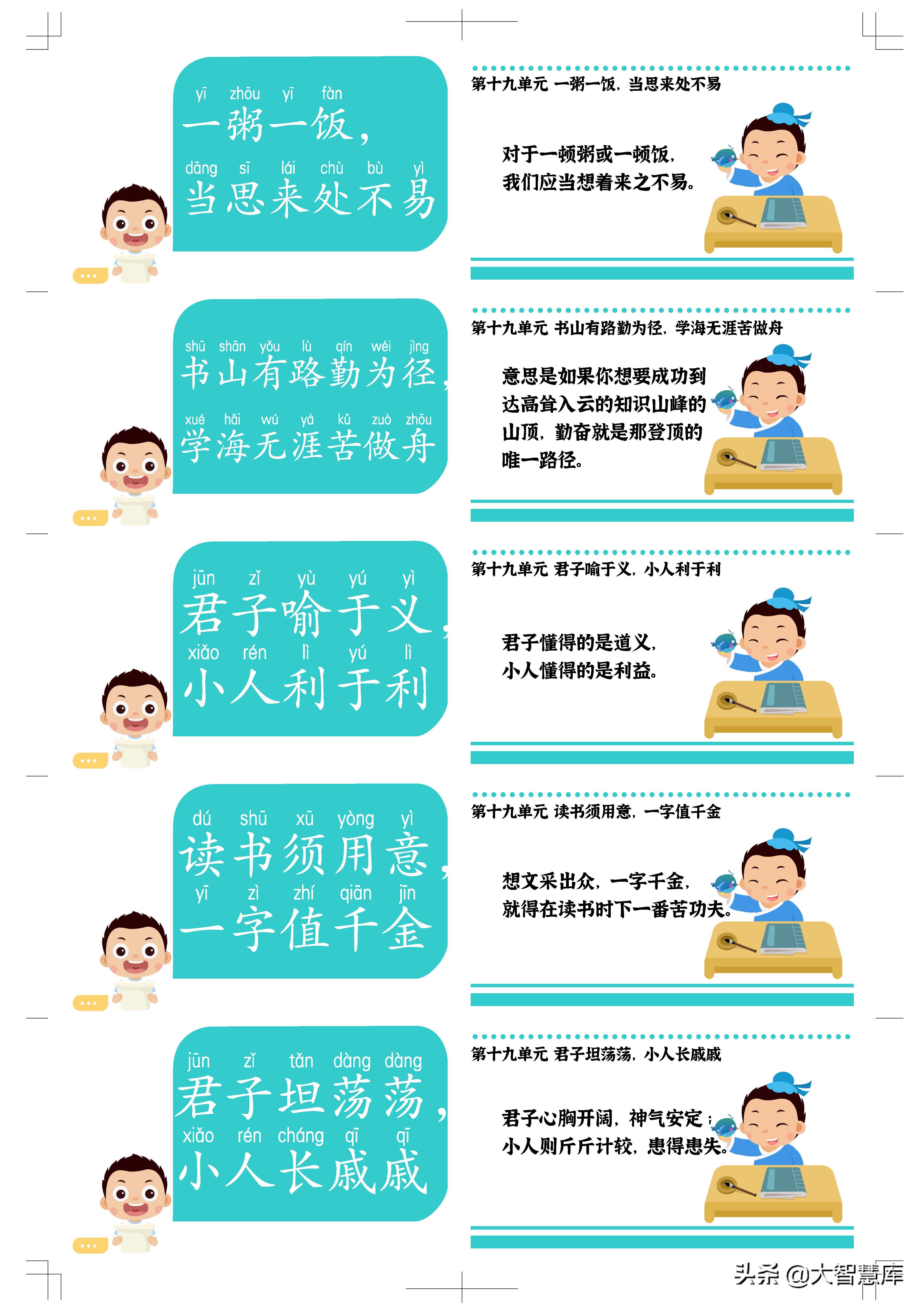 语文老师亲手整理绘制谚语小古文240句卡片，深受全班同学喜爱