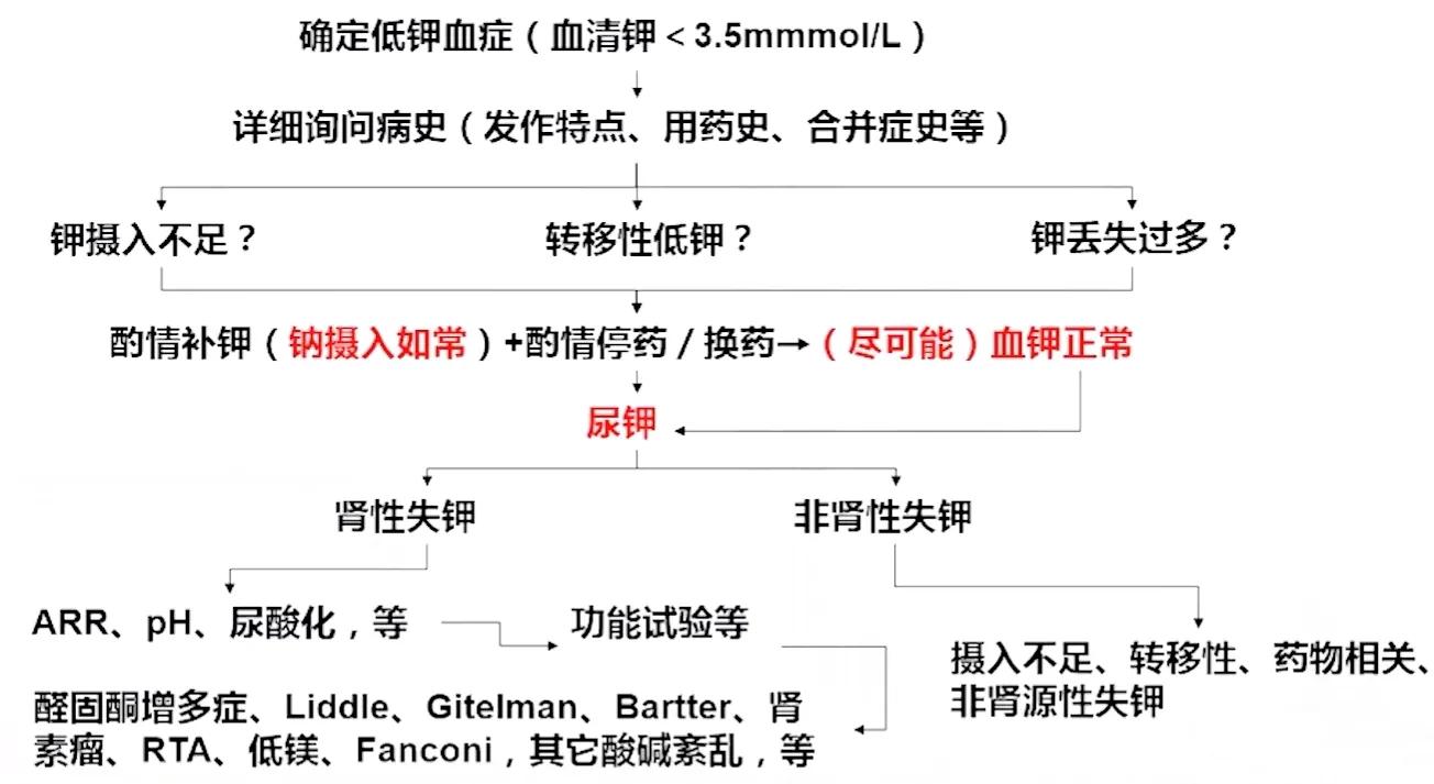 低钾血症诊疗流程图,低钾血症诊治