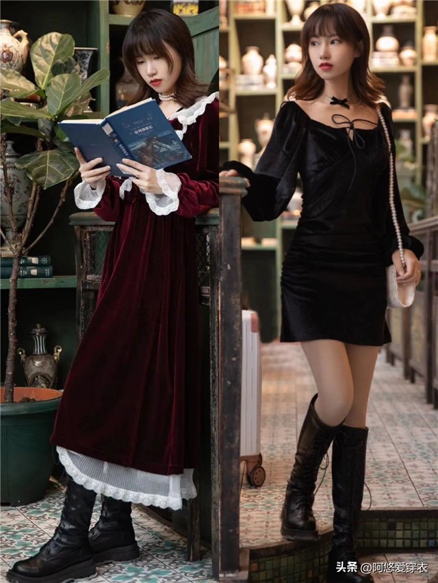 开春穿搭女连衣裙大码,文艺风连衣裙搭配打底裤