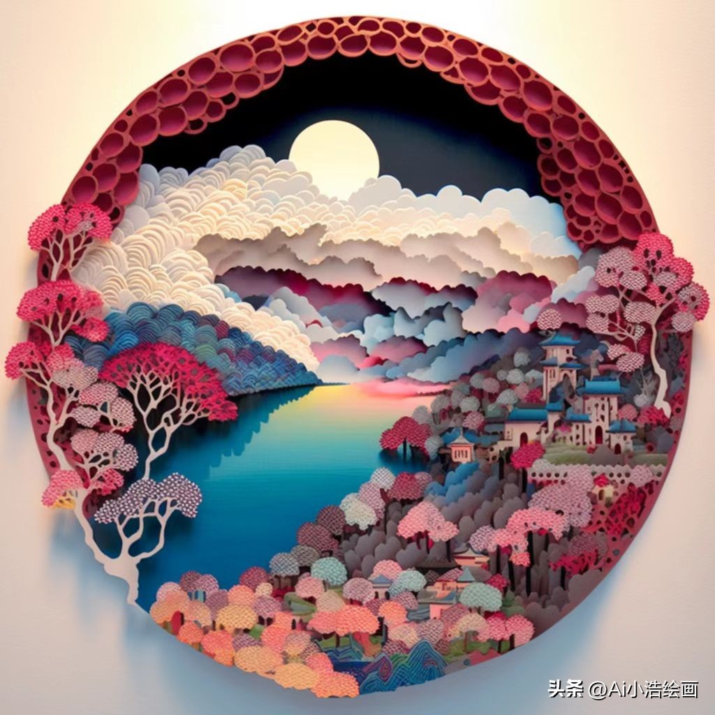 ai绘画人间仙境城市,杭州西湖ai绘画