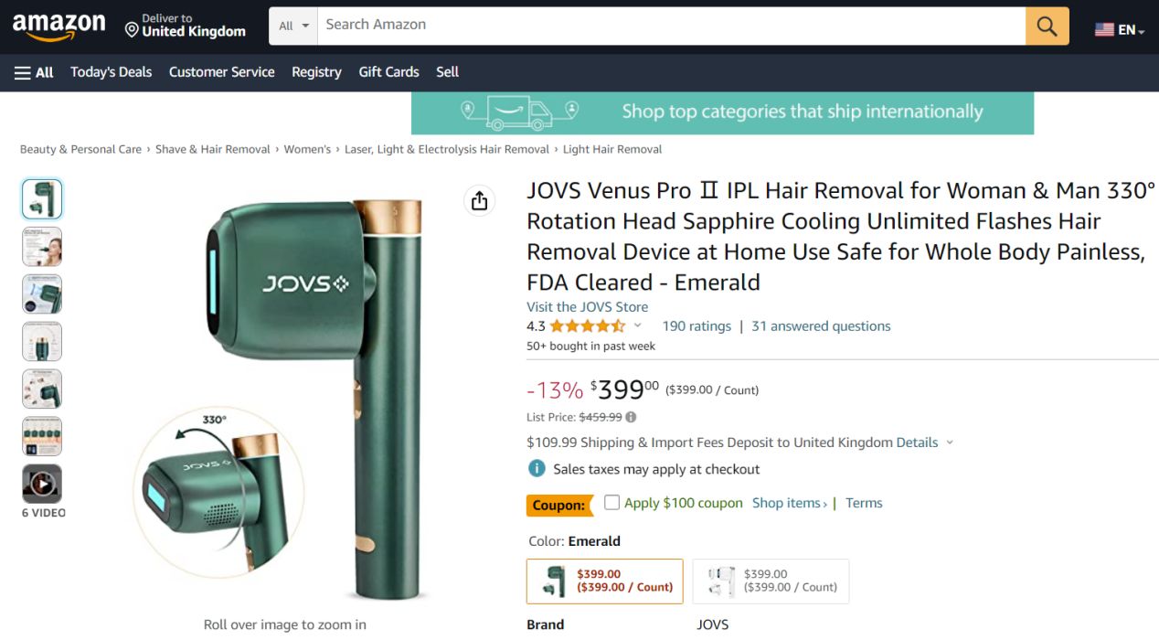 一出生就定位为高端脱毛仪品牌的JOVS，如何令海外消费者买账？