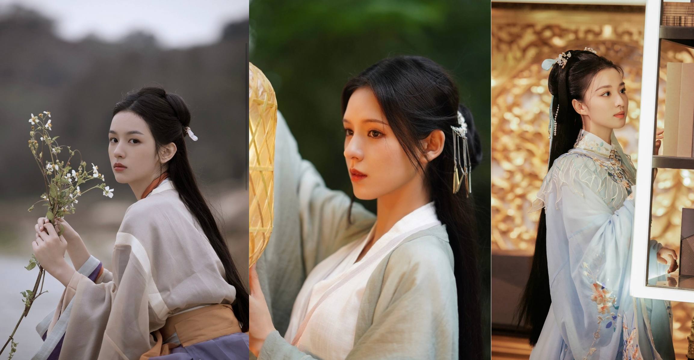 赵丽颖和白鹿同款发型,白鹿赵丽颖长月粉衣换脸造型对比