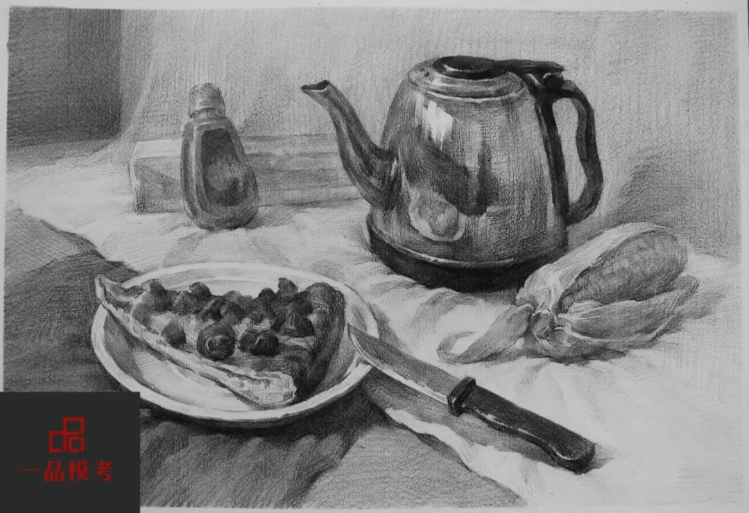 万人联考一模2024素描高分,一模静物素描高分卷