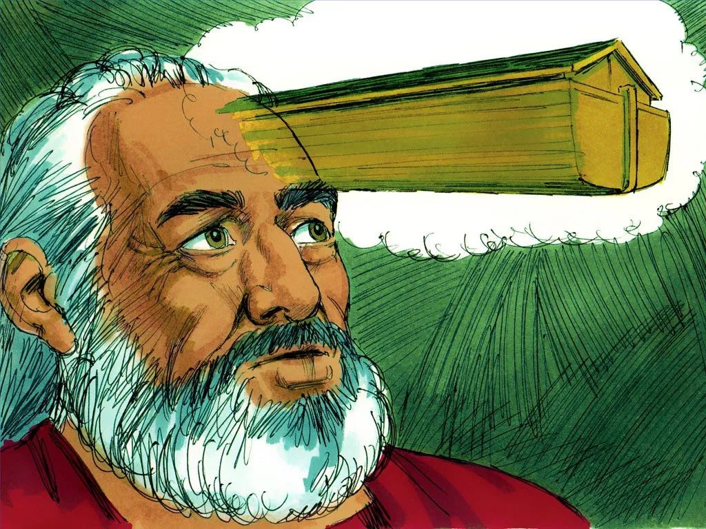 诺亚和方舟图片,诺亚一家造方舟