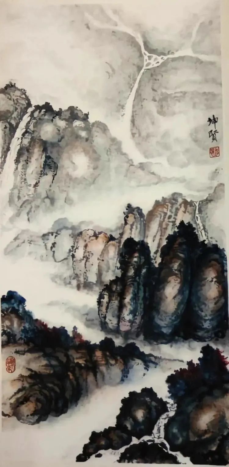 仁山智水山水画,仁山智水书法作品