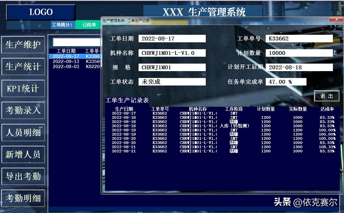 excel车间生产管理系统模板制作,excel可视化数据分析按天生成图表