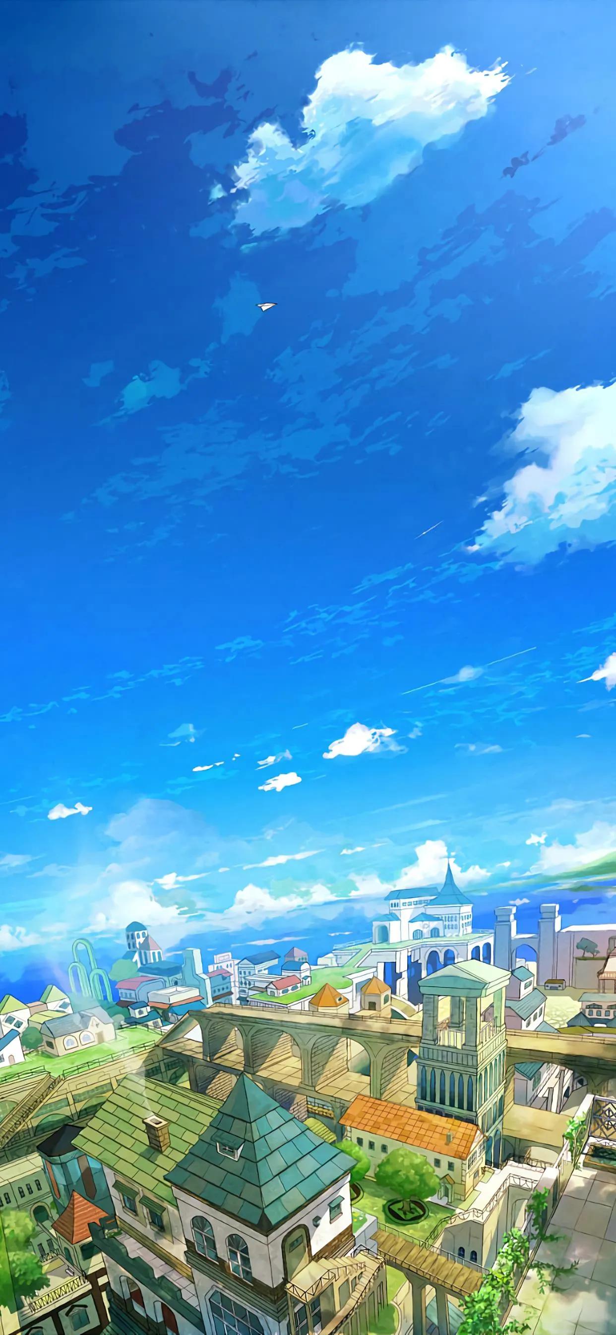 萌图100张可爱壁纸,春日海边小镇壁纸插画