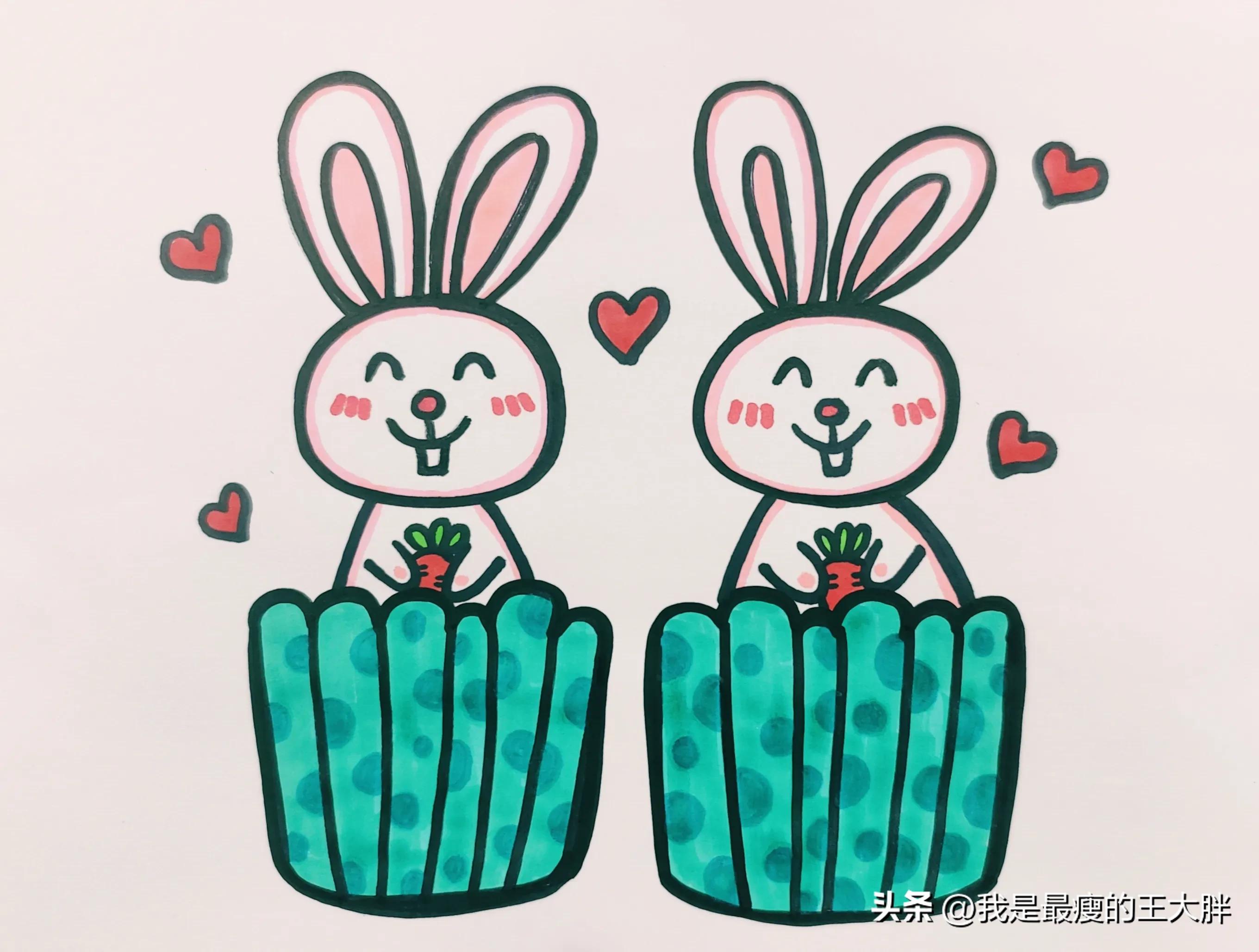 简笔画教程简单易学画小白兔,每日一画简笔画教程涂色