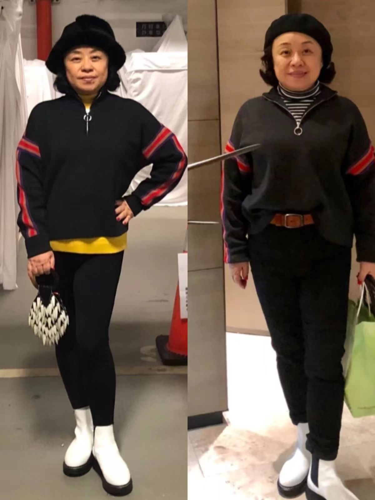 50+微胖妈妈穿裤禁忌：小脚裤配球鞋，学她这样穿身宽体胖也时髦