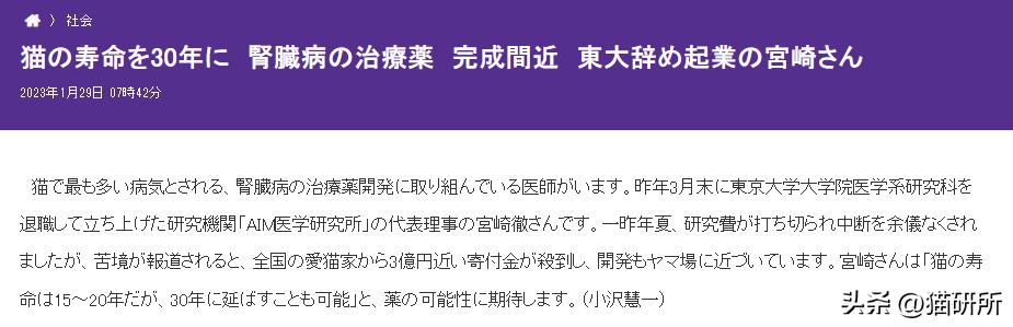 日本让猫咪寿命翻倍的药,aim蛋白可以让猫咪长寿吗