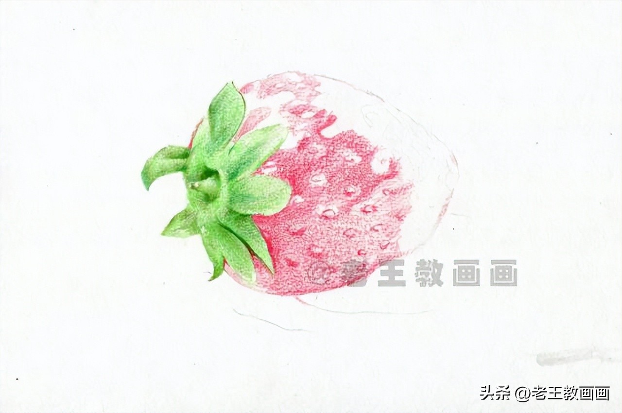 彩铅草莓素描画视频教程,水溶性彩铅画法步骤草莓