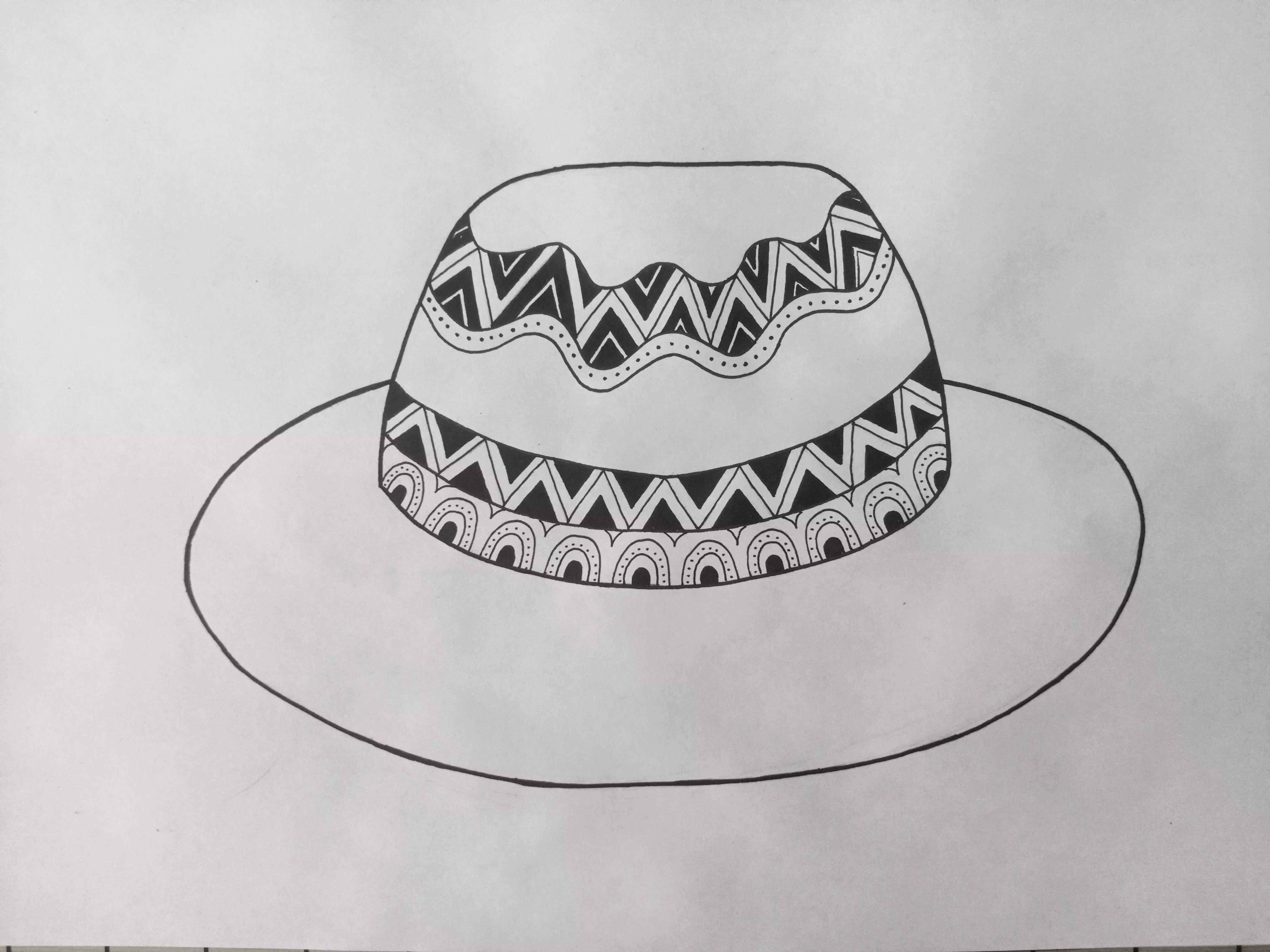 线描画帽子,劳动节帽子黑白线描画