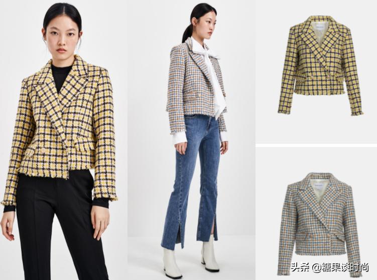 明星细格子西装外套搭配,黑白格子西装配什么裙子好看