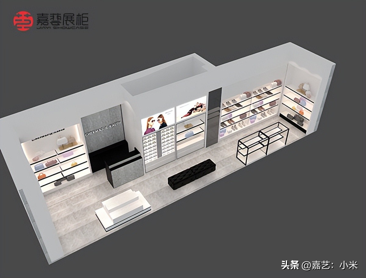 鞋包店设计效果图大全,女装网红店内鞋包展示柜