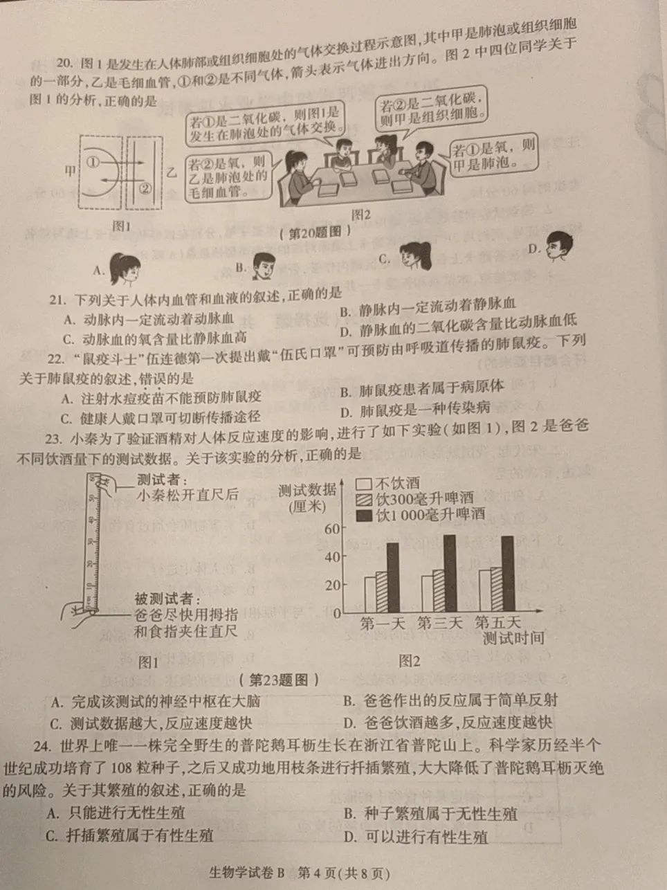 2023年陕西生物会考试卷及答案,陕西省2023初中生物会考试卷