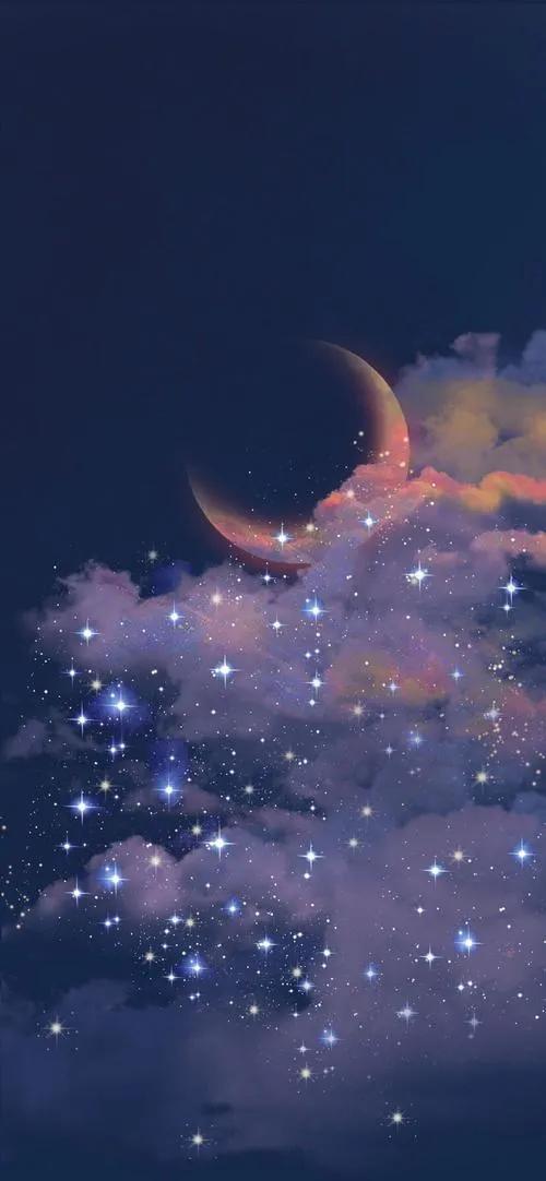 月亮与花唯美意境图高清壁纸,唯美月亮情侣手机壁纸