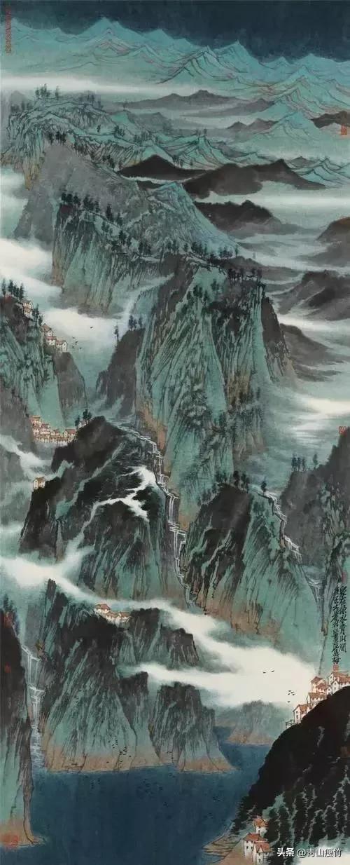 竖幅山水画图片大全精品,陈学良山水画精品欣赏40幅