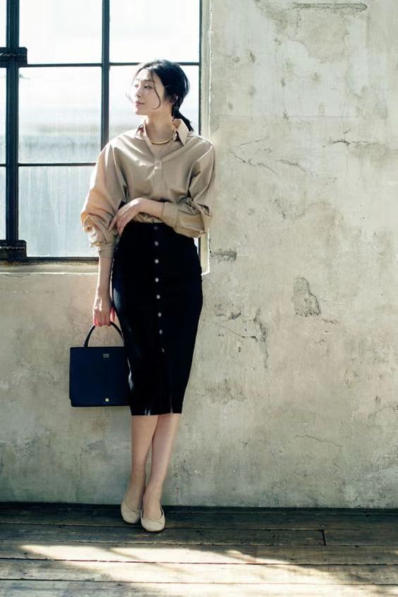 格子衬衣穿搭牛仔半裙女秋冬,衬衫半裙高级气质又有女人味