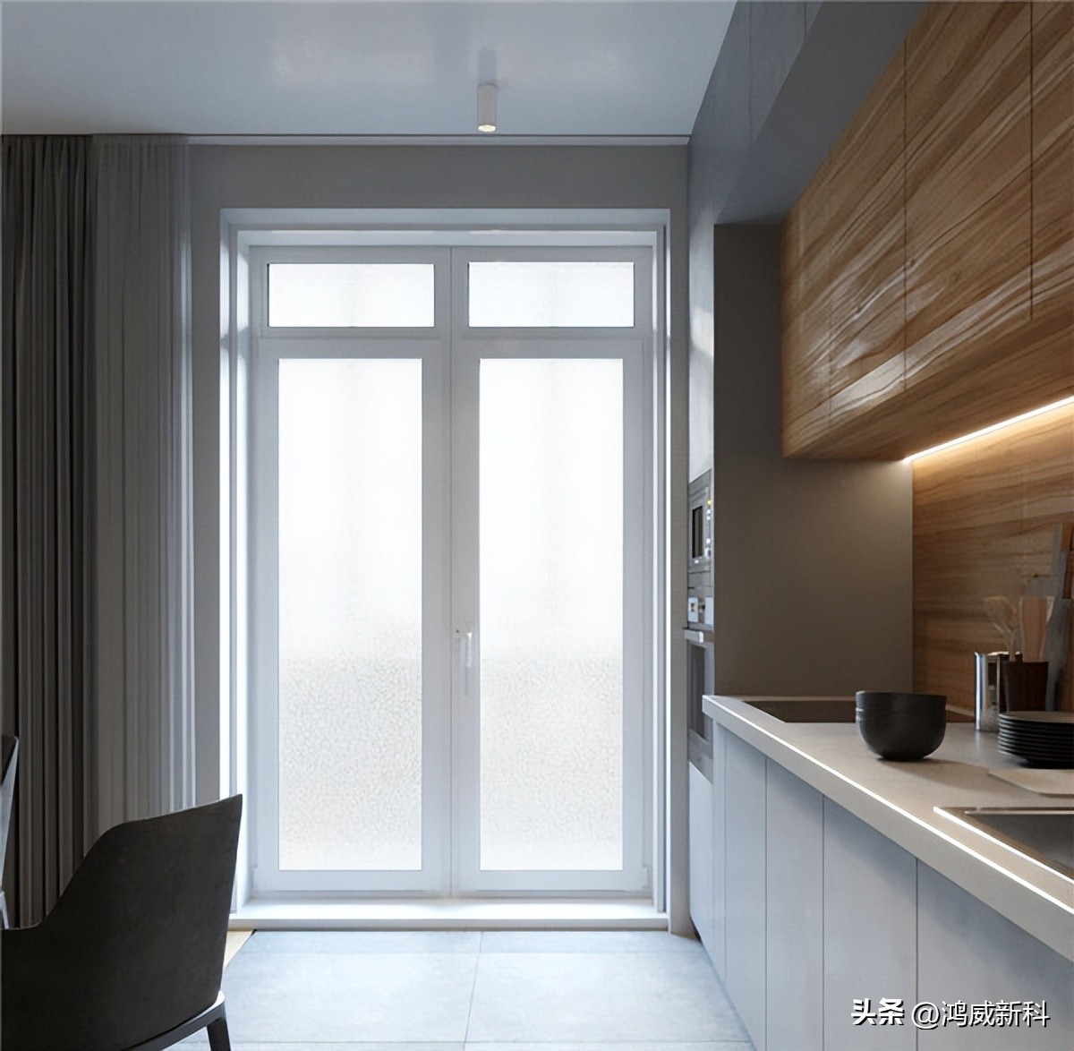 室内玻璃贴膜保护隐私,室内玻璃隐私膜夜晚效果图