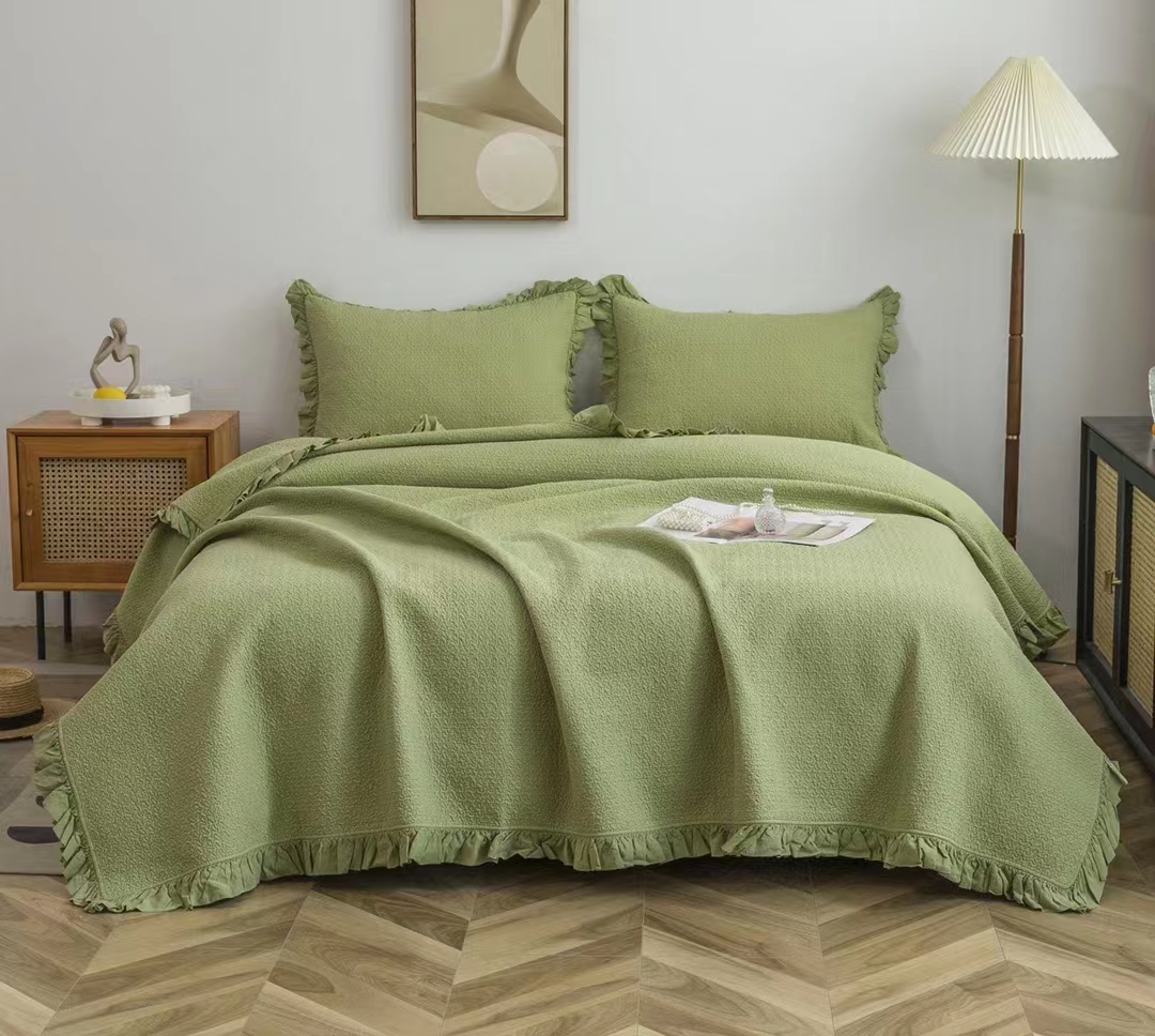 绗缝毯三件套,绗缝毯2.5米全棉