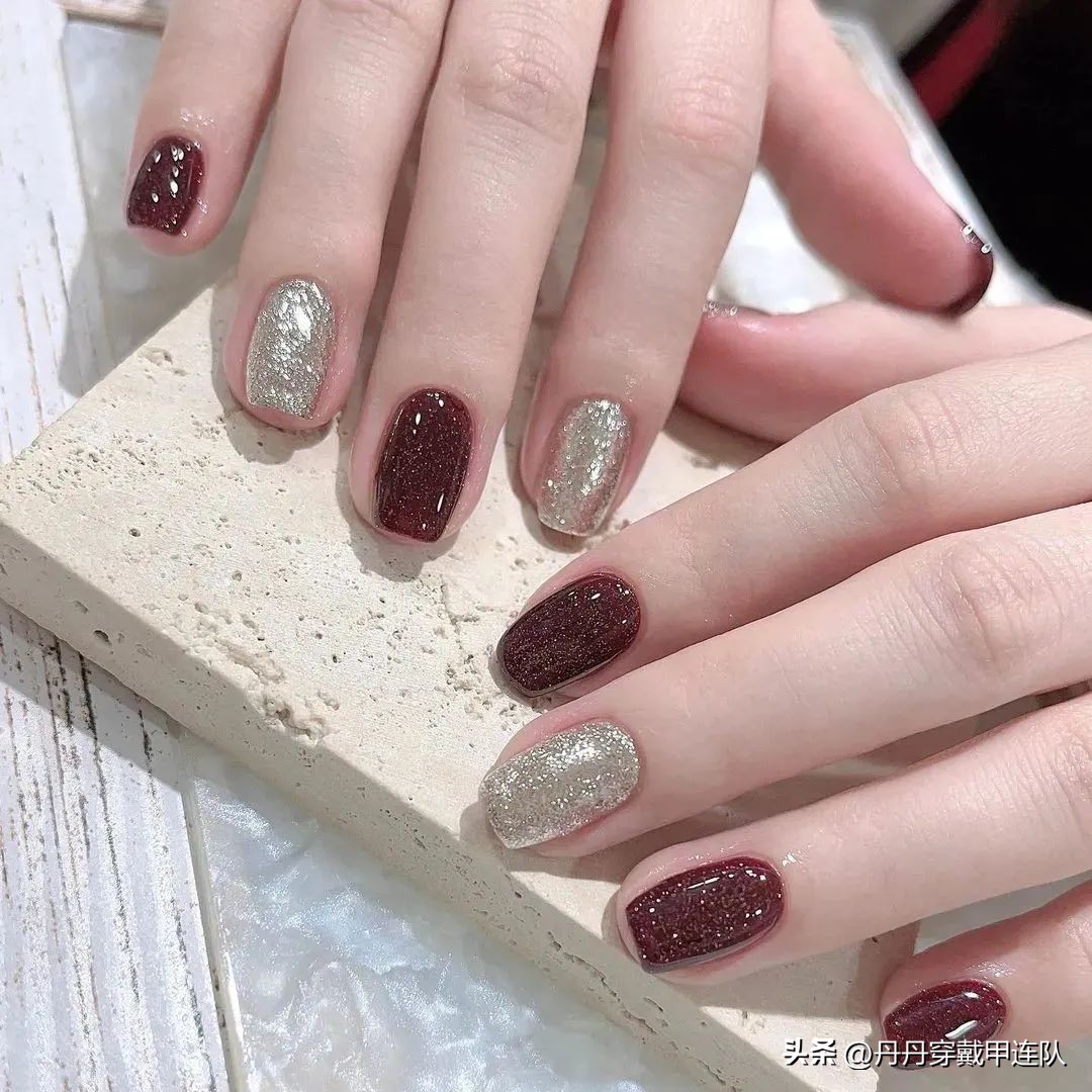 短款猫眼美甲显白黄黑皮图片,胖手显白美甲夏季黄黑皮短甲