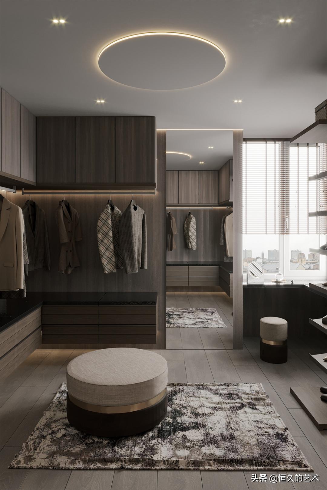 客厅石材木饰面效果,石材和实木搭配装修效果图