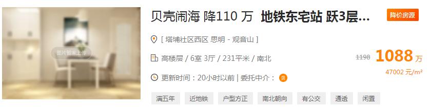 厦门二手房价最新情况表,厦门二手房跌得最多板块
