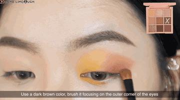 3ce眼影盘overtake橘棕盘画法,化妆眼影眼窝画法