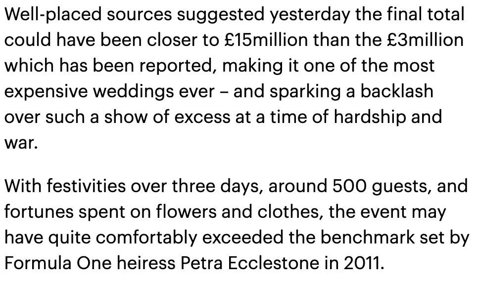 美国巨富千金VS英国名人公子，顶豪家族的婚礼到底有多震撼？