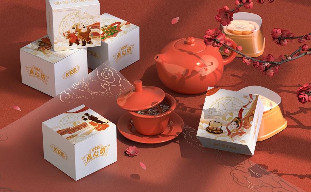 极简国潮风食品包装,国潮风中式糕点包装