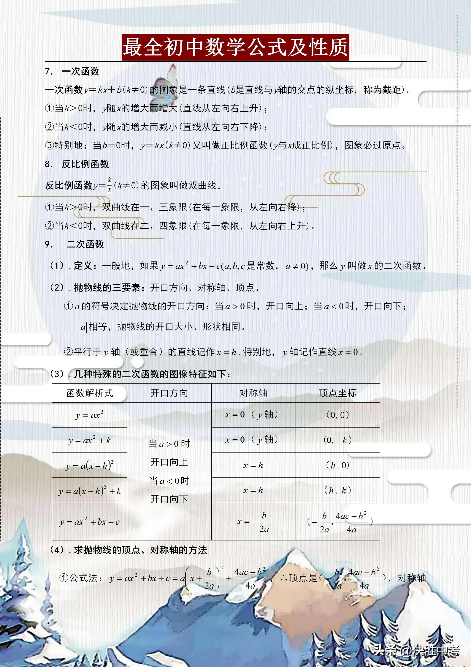 小学必学的重点数学公式,数学公式小学到初中必备