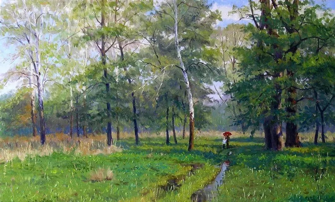 光影很强的油画风景,这油画太美了把光影画到了极致