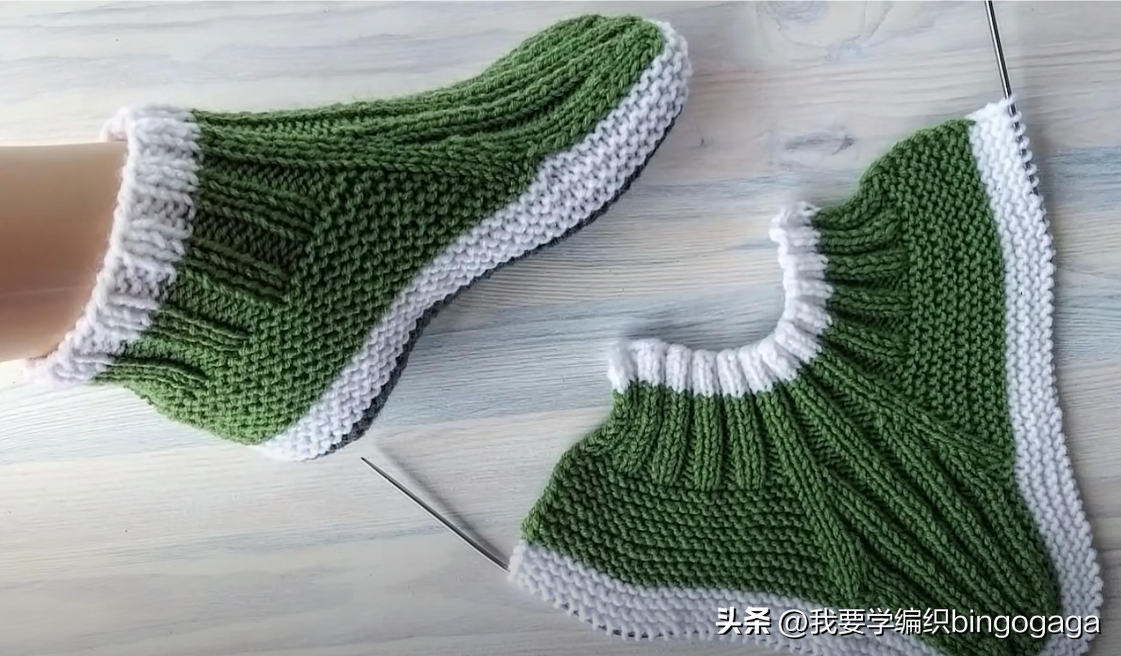 一片式毛线袜的织法,一片式织袜子