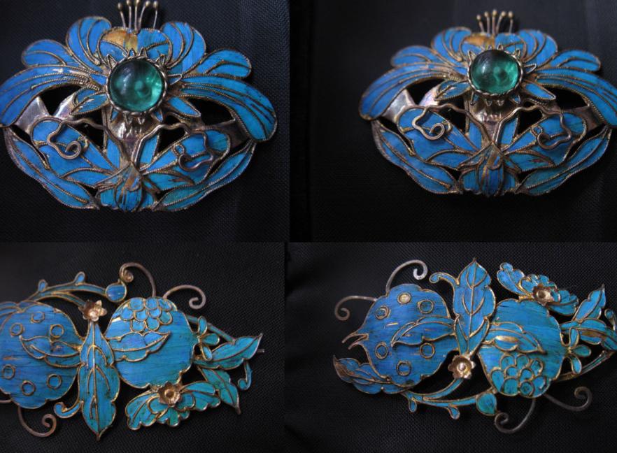 清代点翠饰品,古代点翠首饰手绘效果