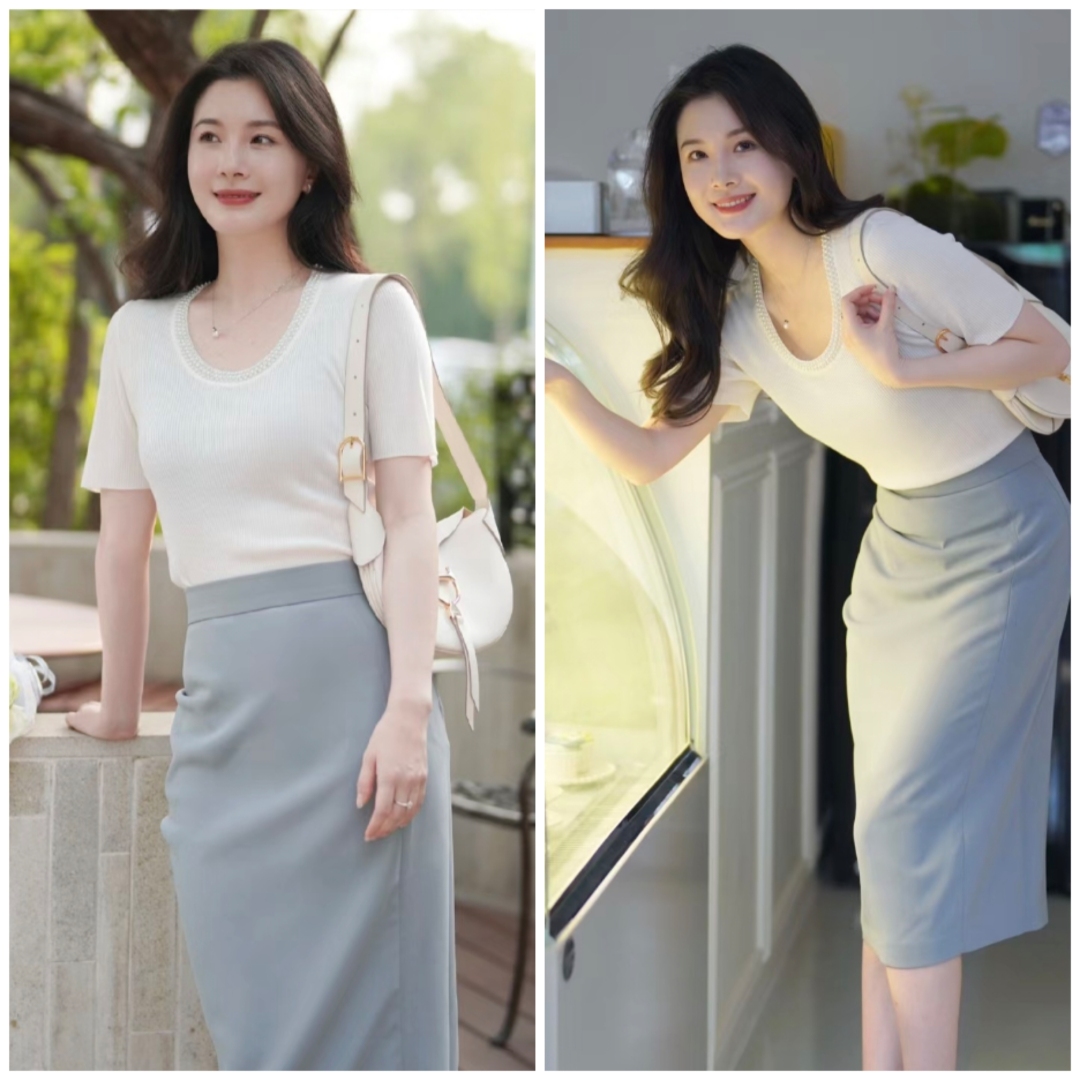裙子气质高贵优雅知性30岁,有气质的女人都喜欢穿过膝裙