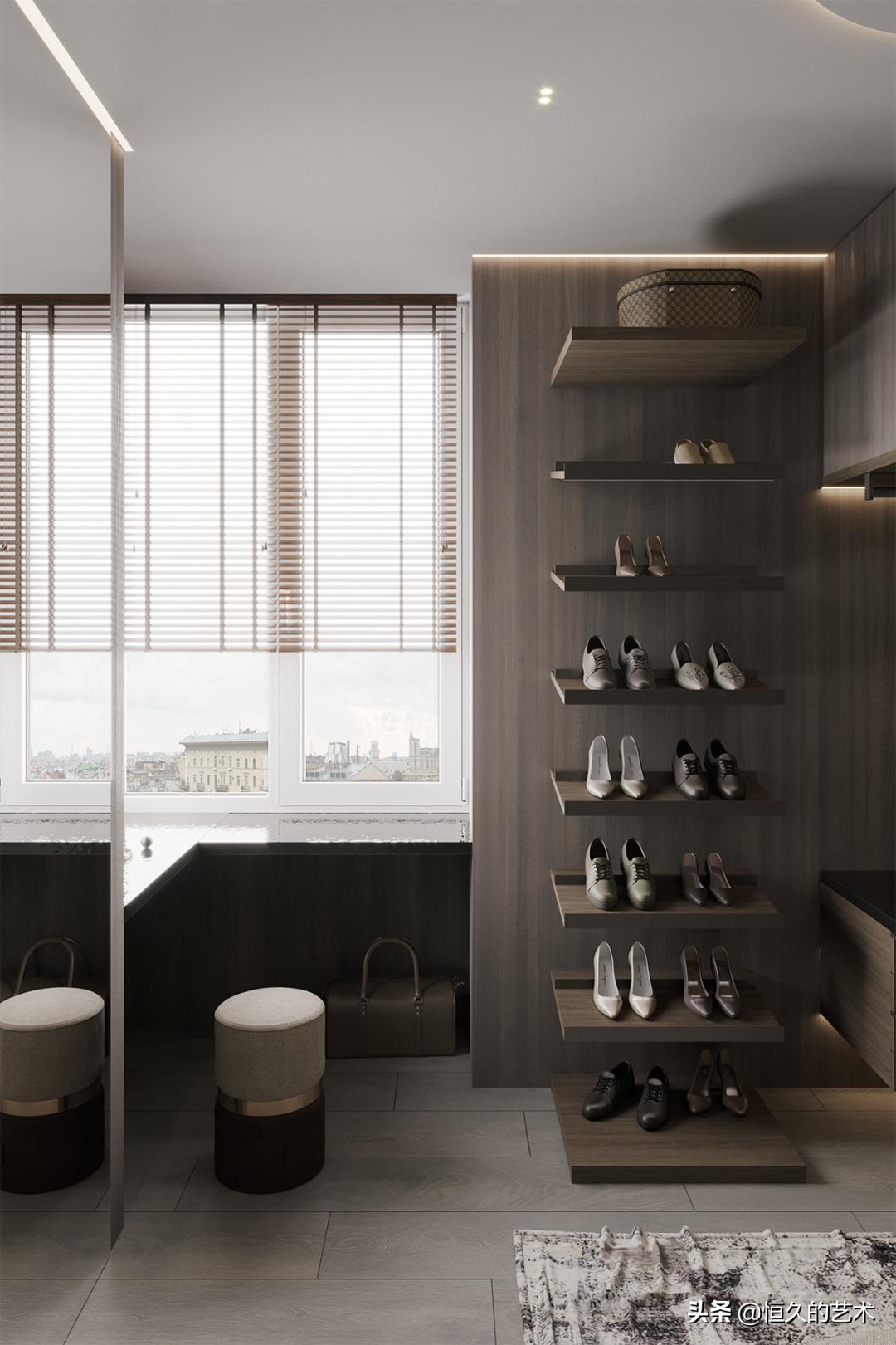 客厅石材木饰面效果,石材和实木搭配装修效果图