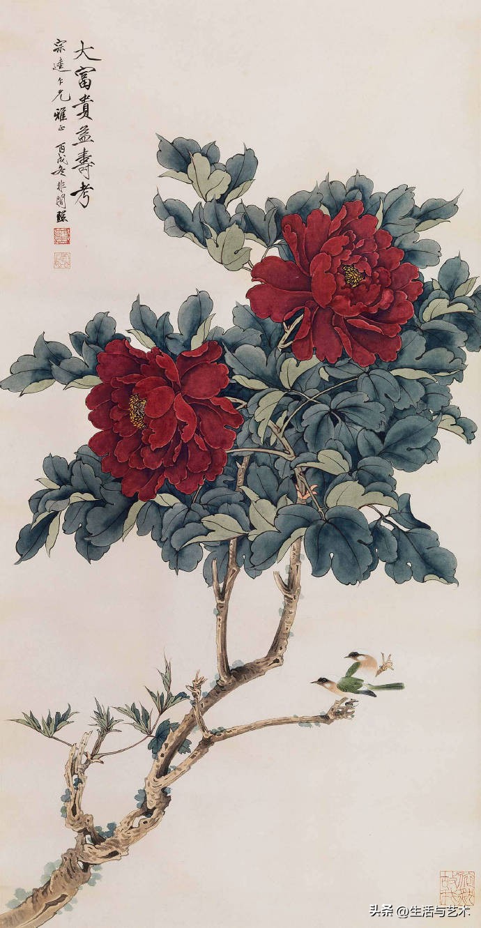 工笔牡丹和鸟白描图片欣赏,王道中工笔牡丹白描稿马蹄莲