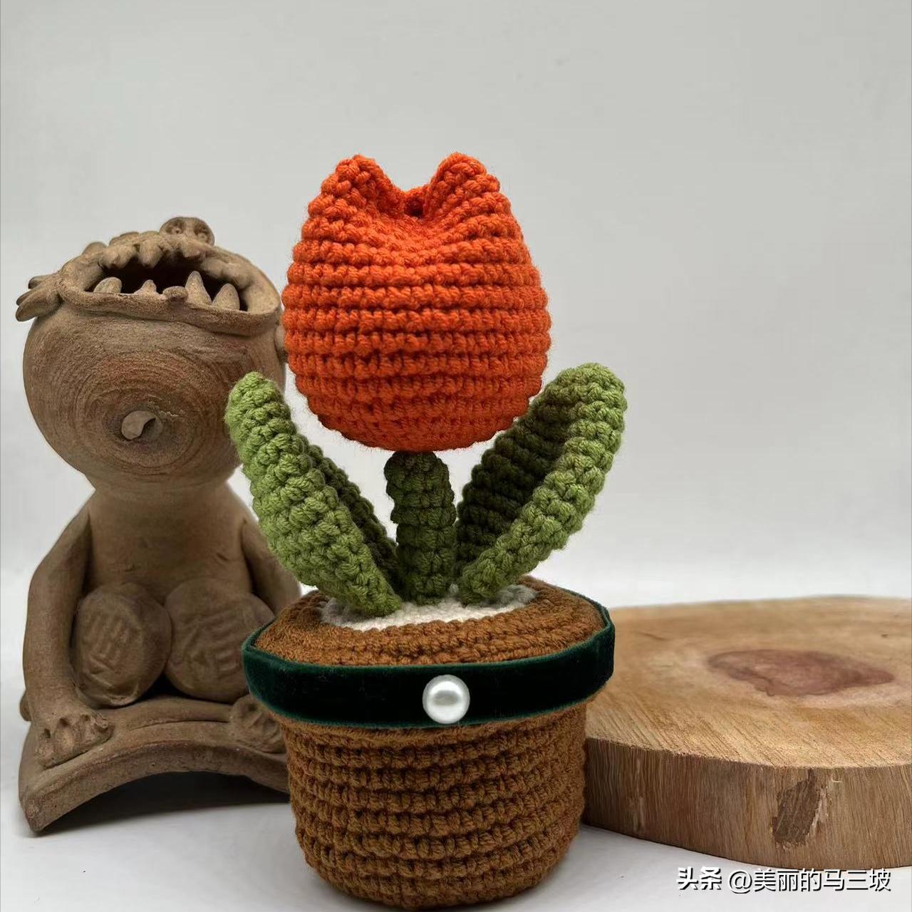 郁金香花朵收纳盒编织教程,郁金香的盆栽的钩织教程